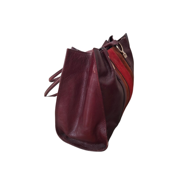 Vintage Etienne Aigner Tri Color Leather Shoulder Bag Tan Burgundy Red Handbag - Picture 6 of 15